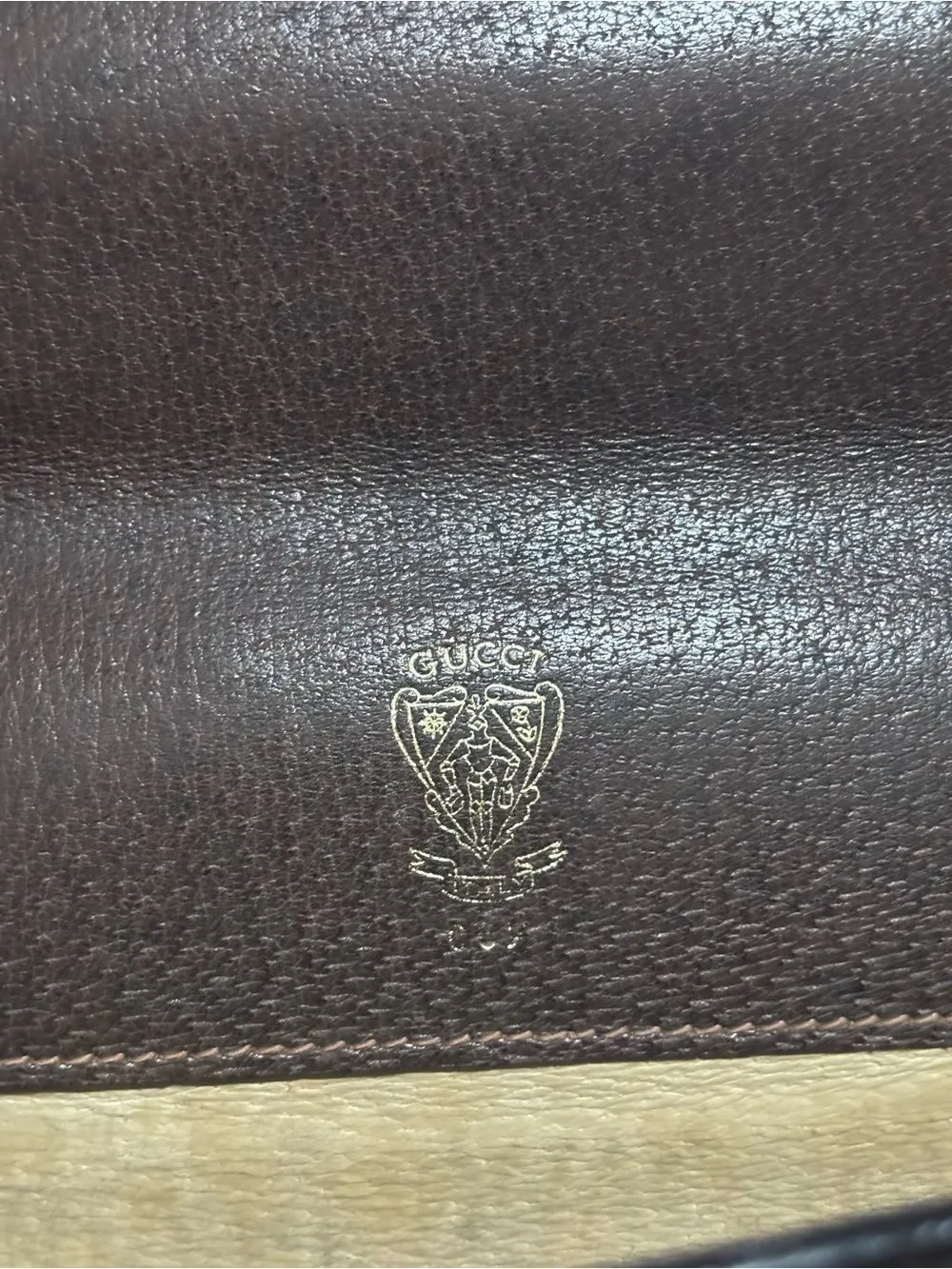 Vintage 1960s Gucci Brown Monogram Briefcase with Brown Leather Trim & Lock Key